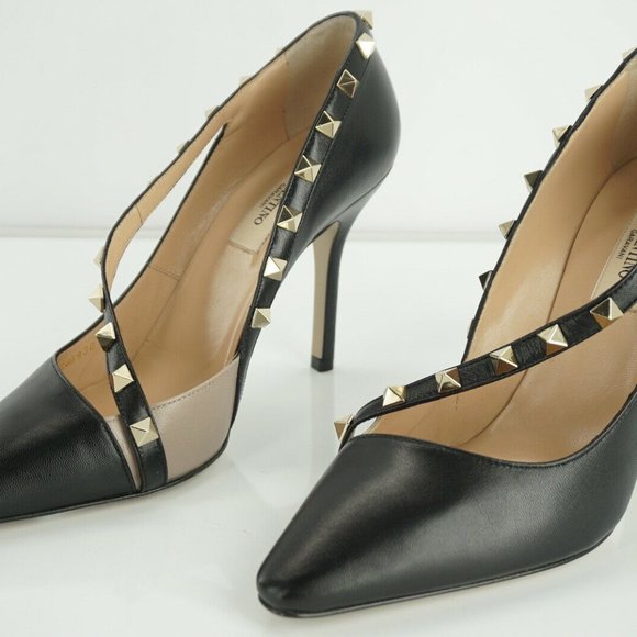 VALENTINO Leather Rockstud D'orsay Strappy Pumps - Picture 4 of 11